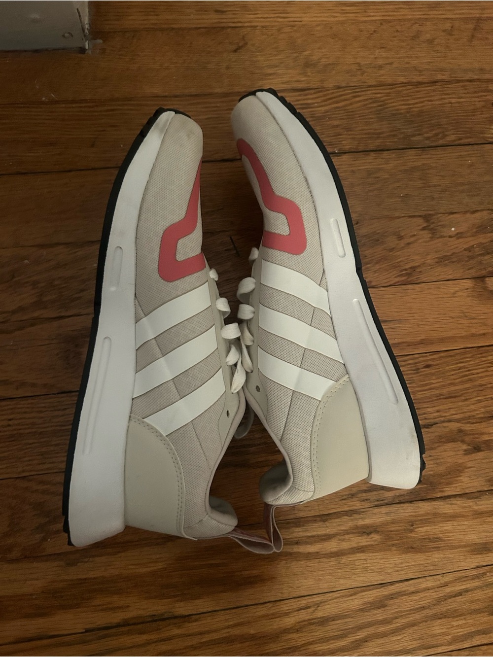 Adidas Women’s White and Coral Accent Sneakers